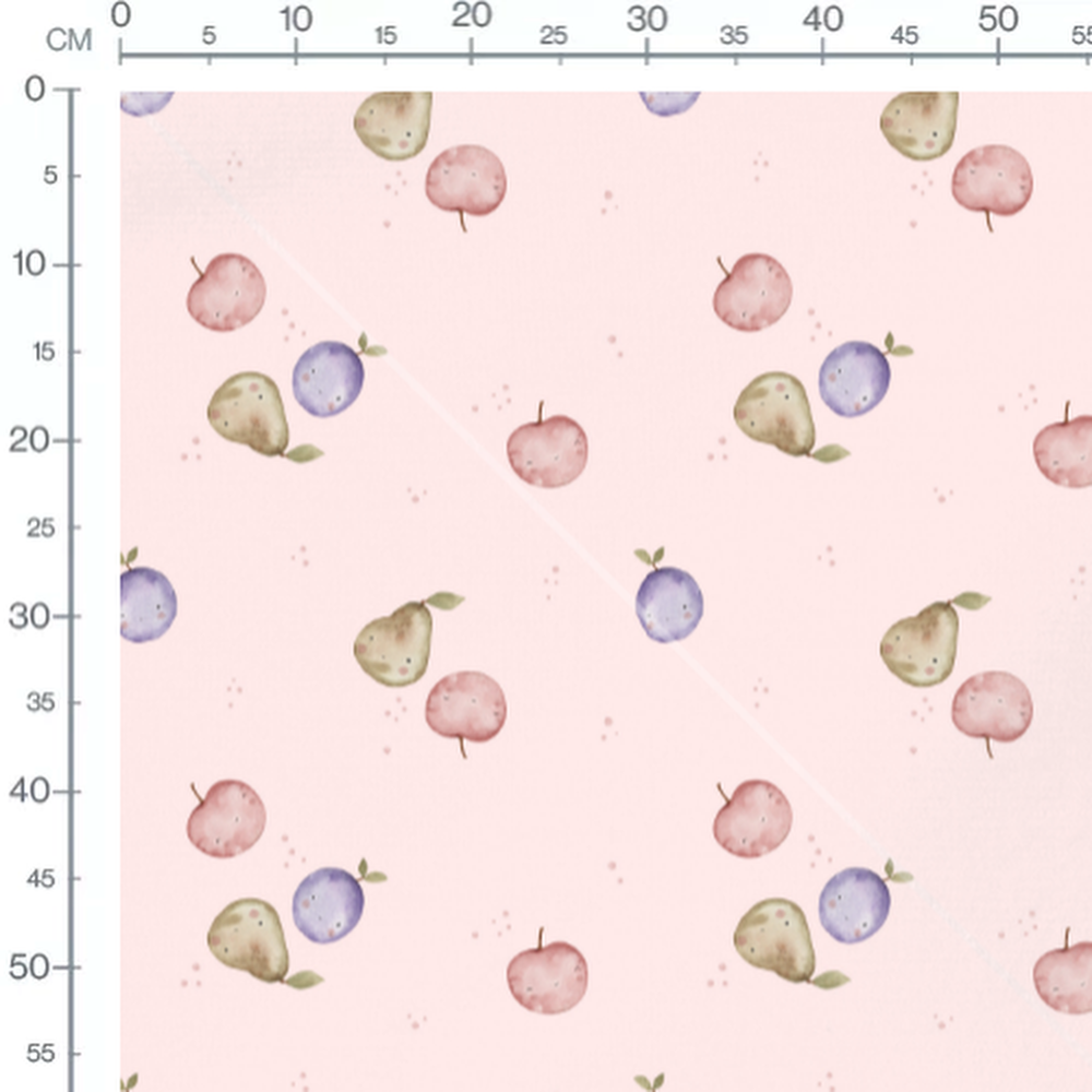 Tissu - Fruits aquarelle fond rose
