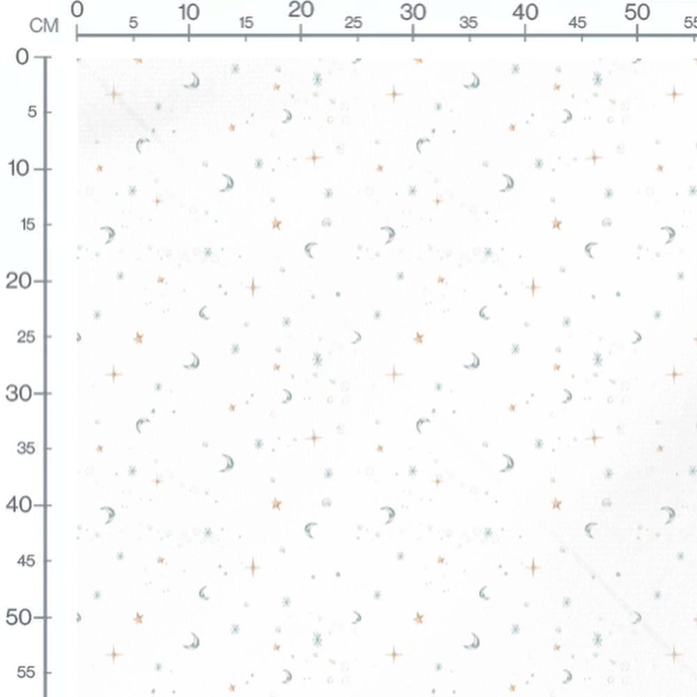 Tissu - Lunes et étoiles à quatre branches