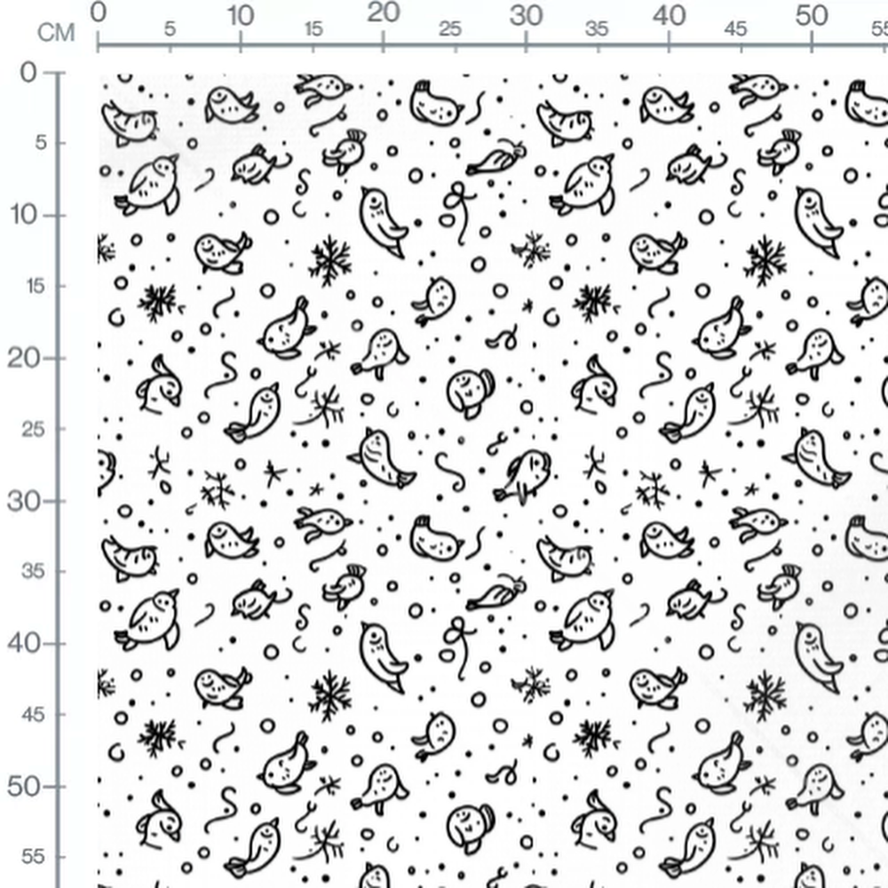 Tissu - Tissu Phoque Mignon Doodle