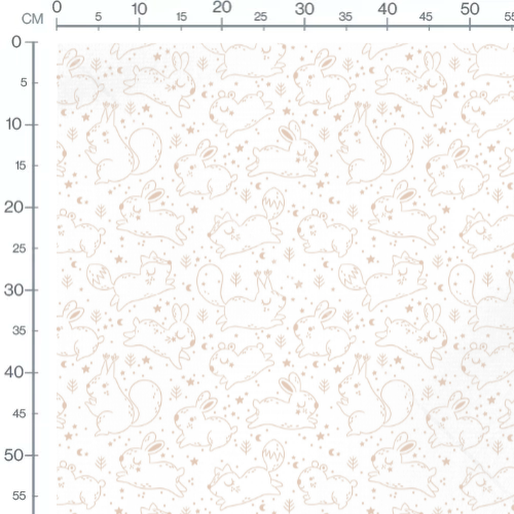 Tissu - Animaux endormis et étoiles