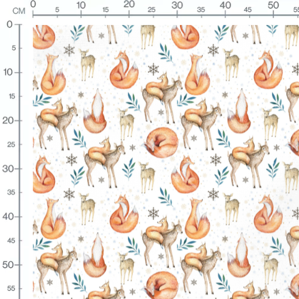 Tissu - Renards et faons aquarelle
