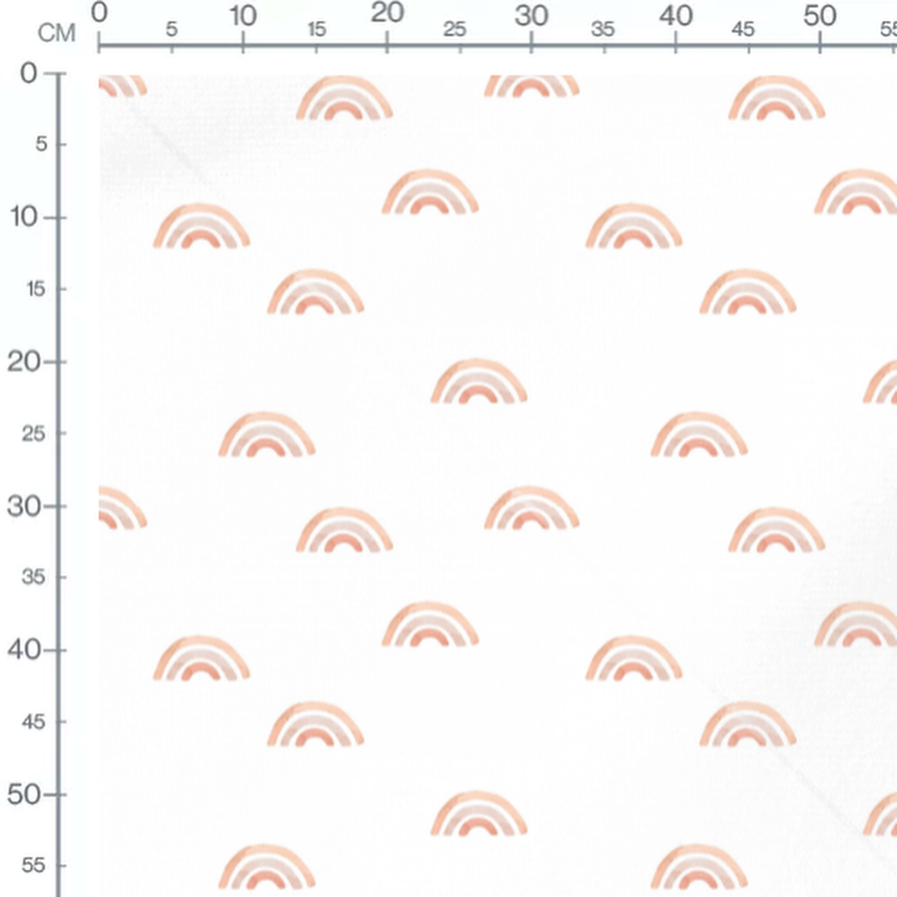 Tissu - Arcs-en-ciel roses sur blanc 2