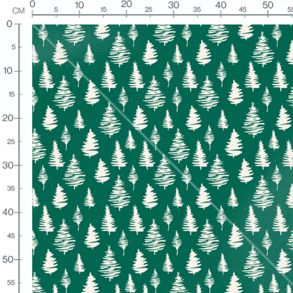 Tissu - Sapin stylisé fond vert