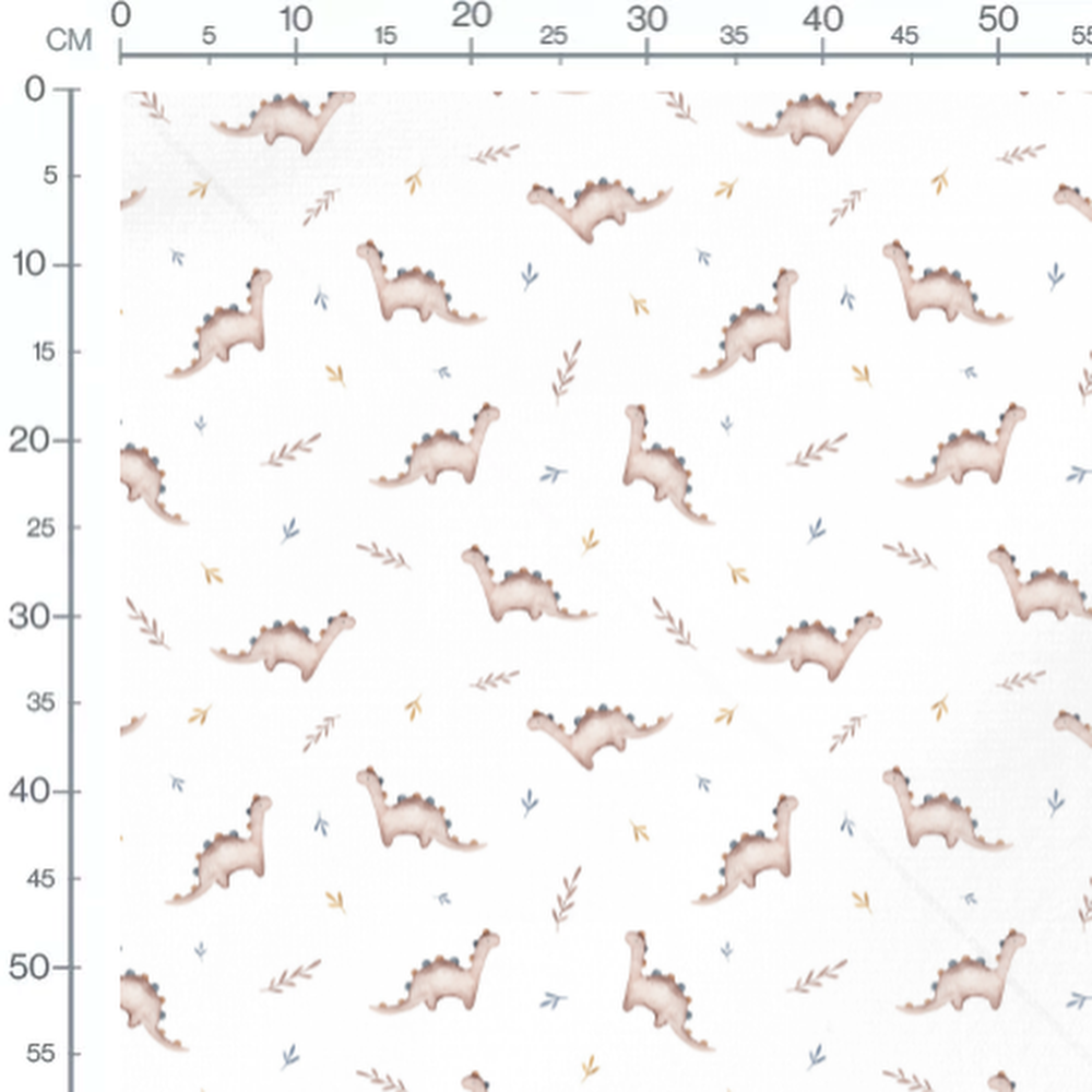 Tissu - Dinosaures et feuillages pastel