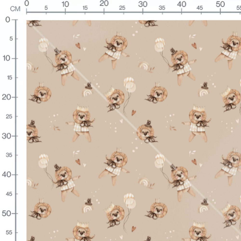 Tissu - Lions en costume et cœurs