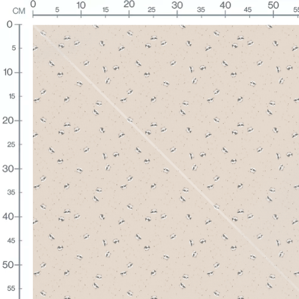 Tissu - Petits ratons sur fond beige