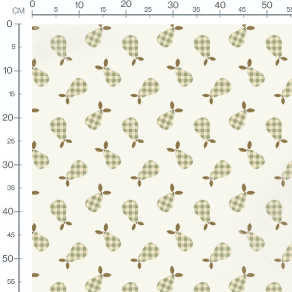Tissu - Poires à carreaux verts et blancs