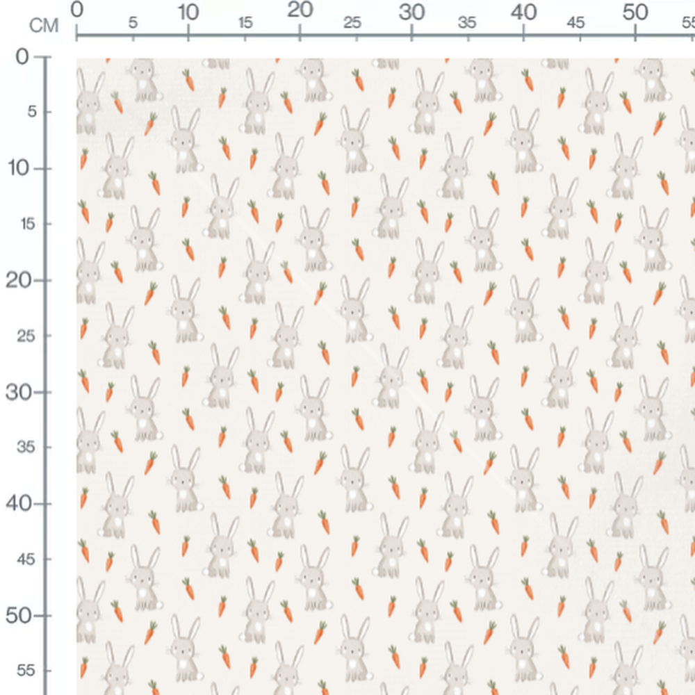 Tissu - Lapins gris aux joues roses