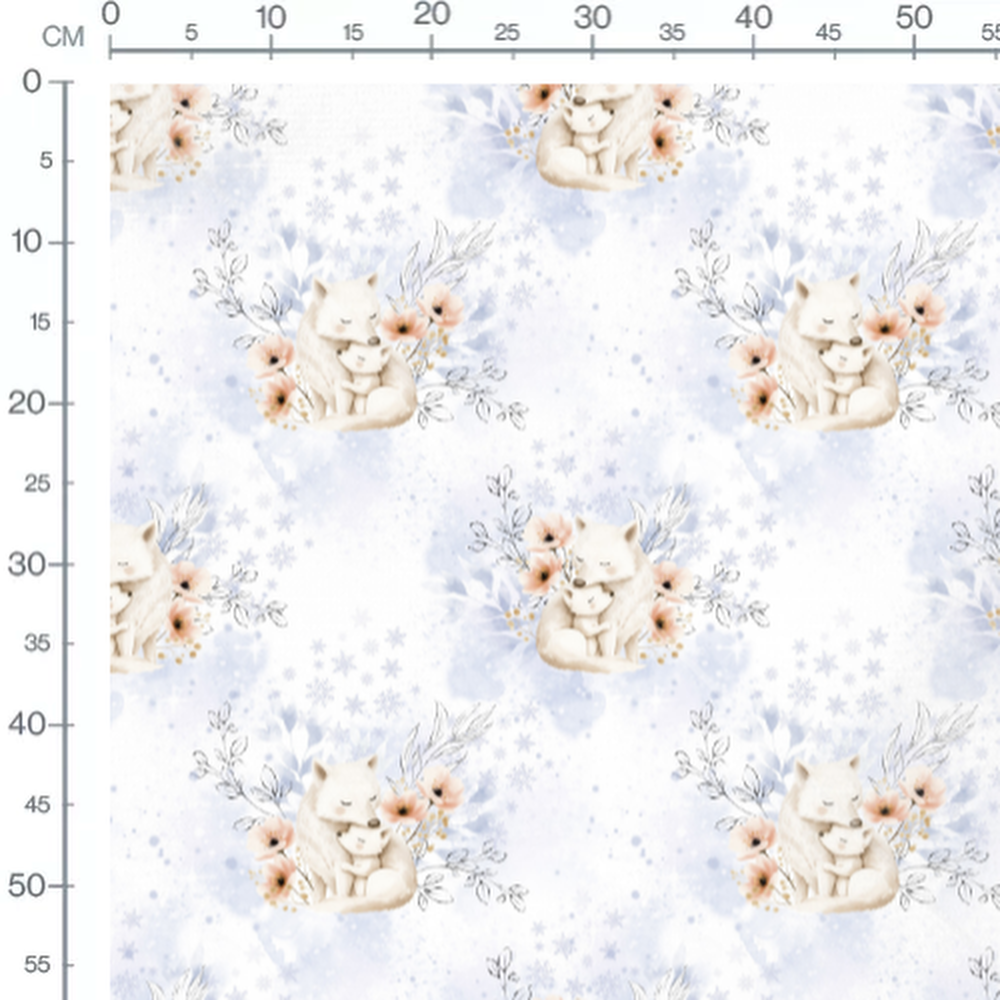 Tissu - Loups et fleurs pastel