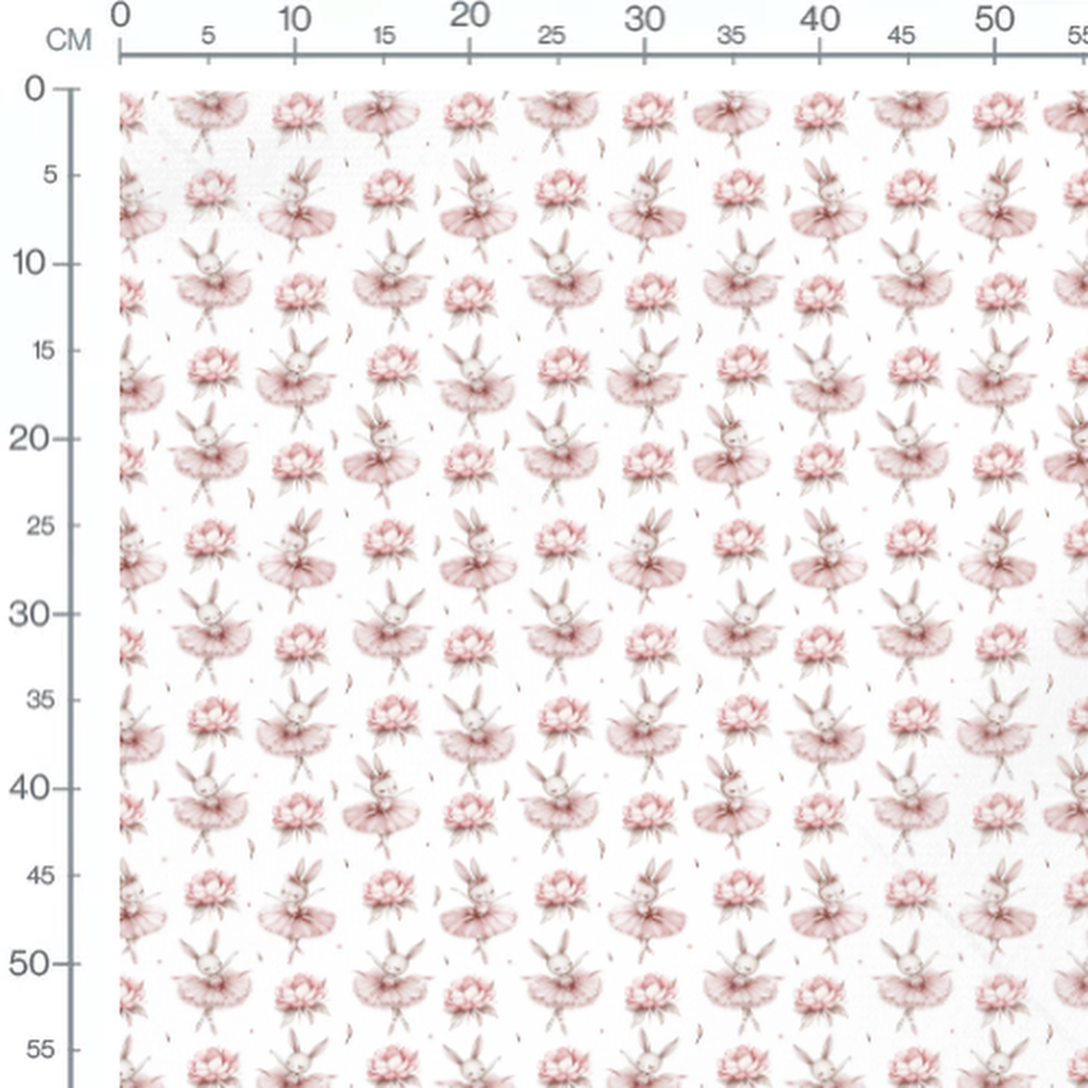 Tissu - Lapins danseurs et pivoines