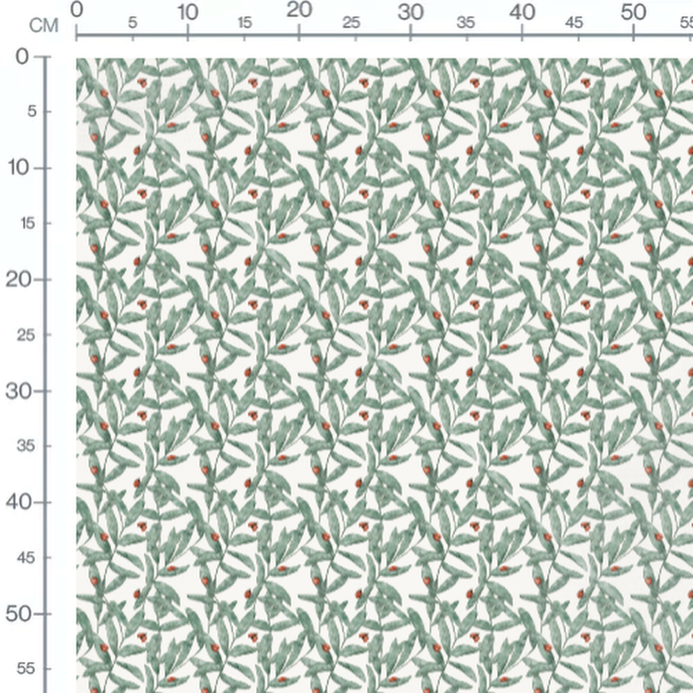 Tissu - Coccinelles sur feuilles vertes
