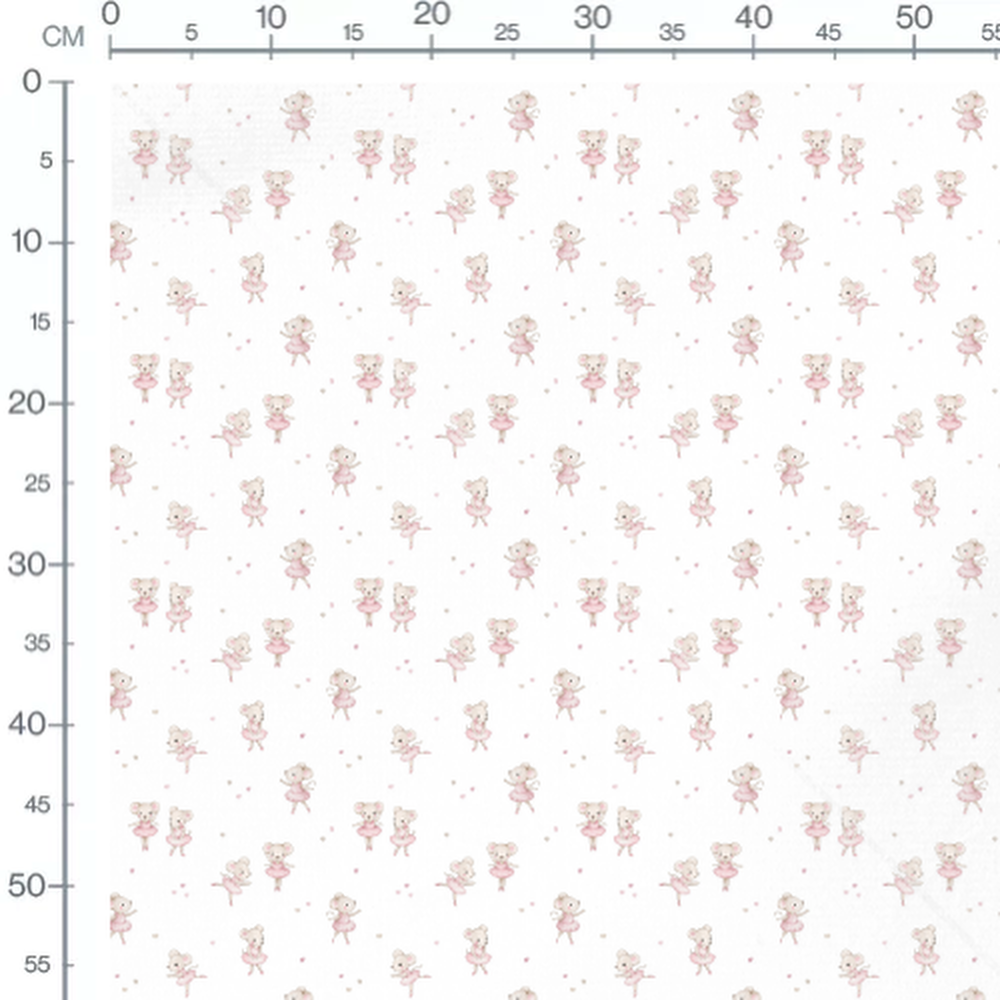 Tissu - Souris danseuses sur blanc