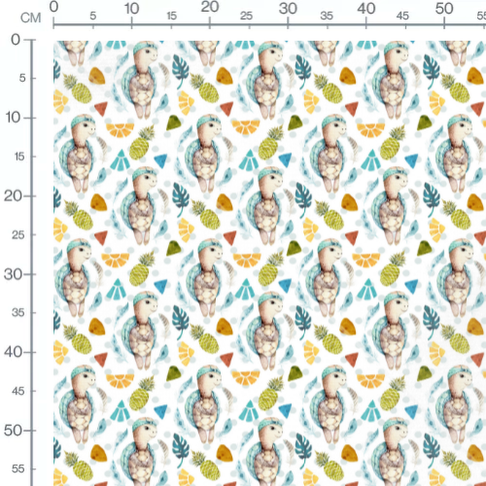 Tissu - Tortues et fruits tropicaux