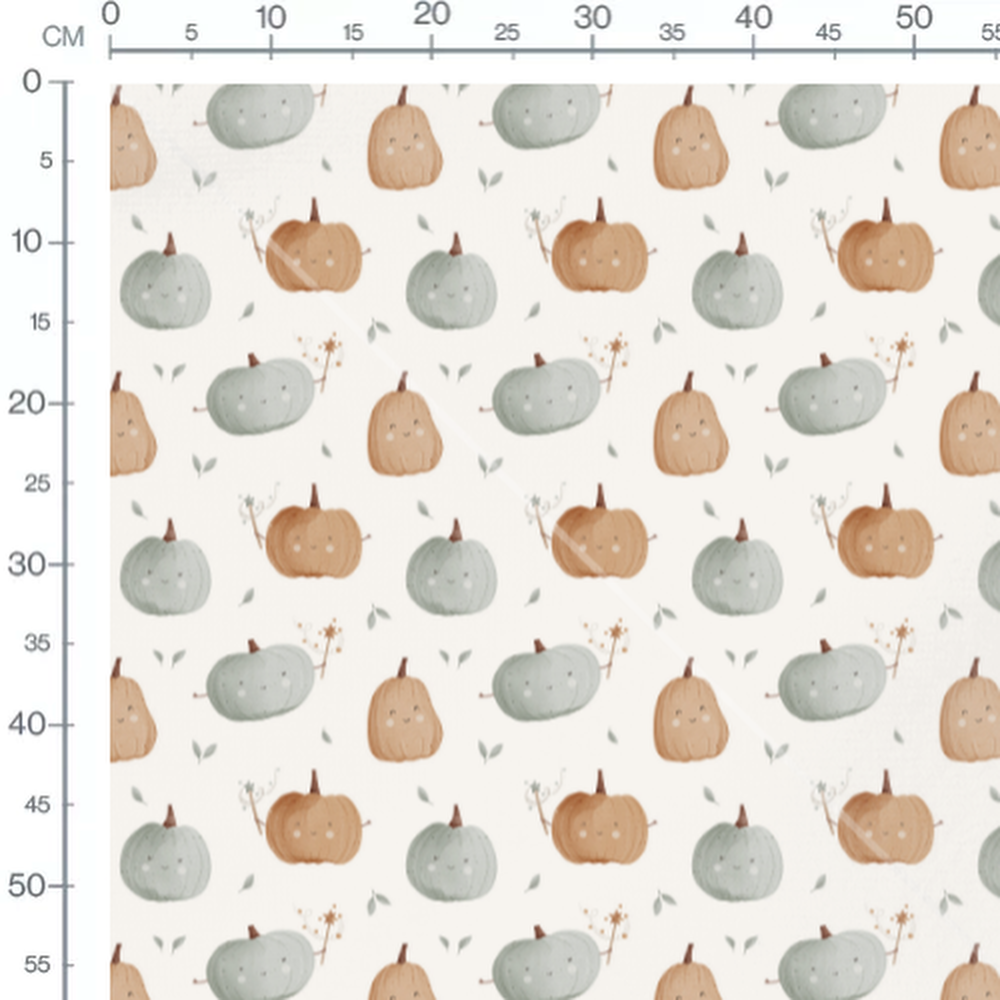 Tissu - Citrouilles souriantes vertes