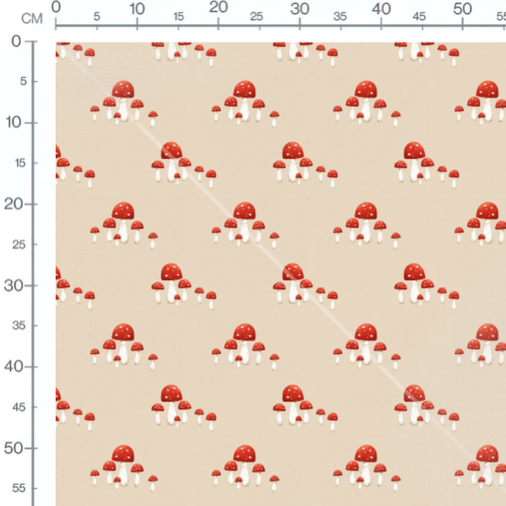 Tissu - Champignons rouges variés