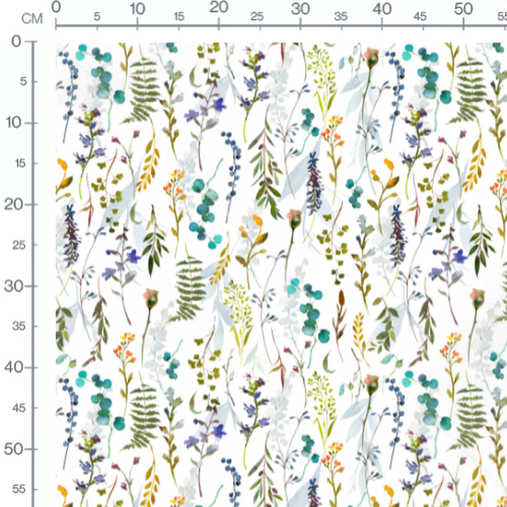 Tissu - Fleurs et feuillages aquarelle