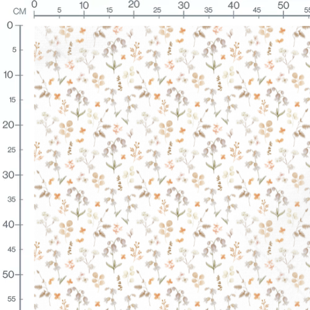 Tissu - Fleurs beige et orange légères