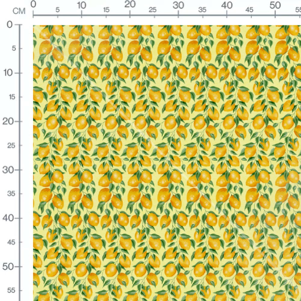 Tissu - Grappes de citrons sur jaune