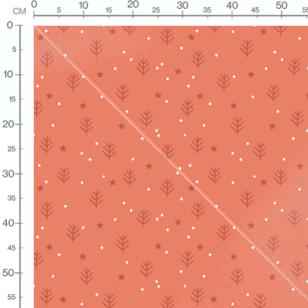 Tissu - Étoiles et sapins rouges