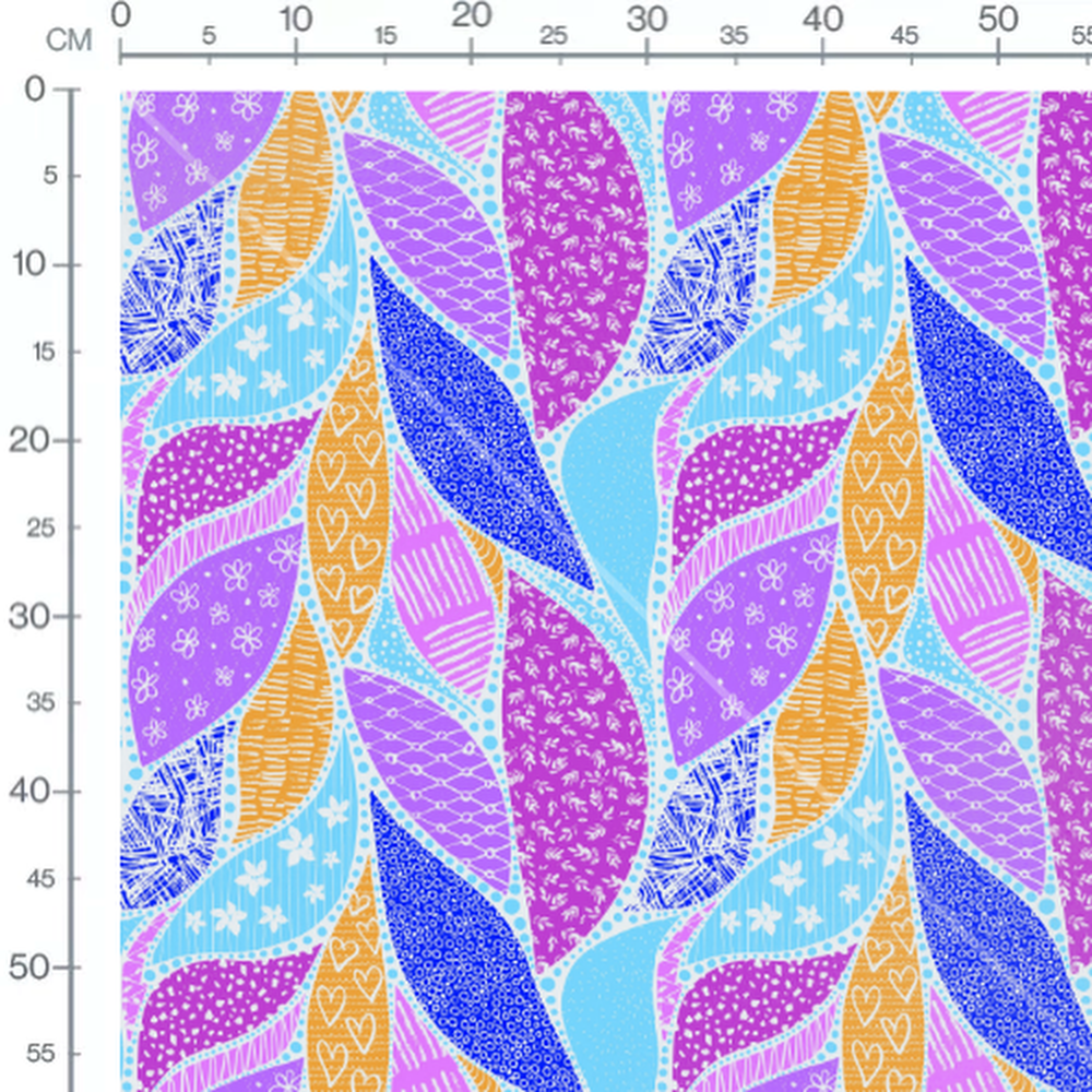 Tissu - Feuilles motifs variés