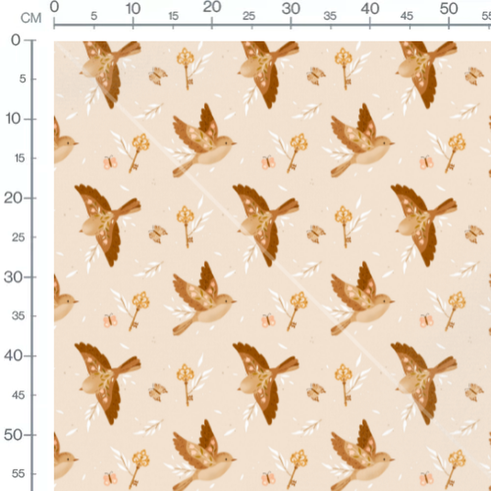 Tissu - Oiseaux bruns sur fond beige 3