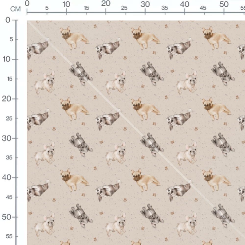 Tissu - Chiens sur fond beige