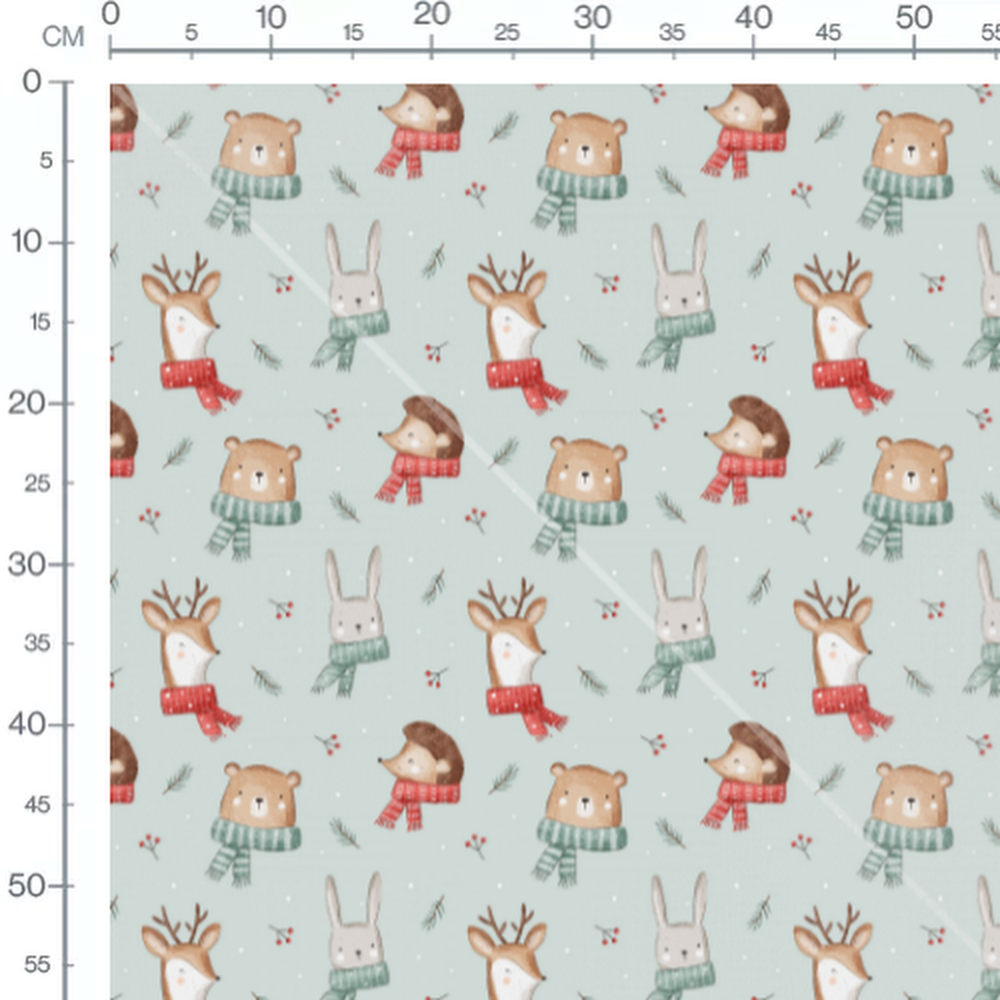 Tissu - Animaux écharpes fond bleu