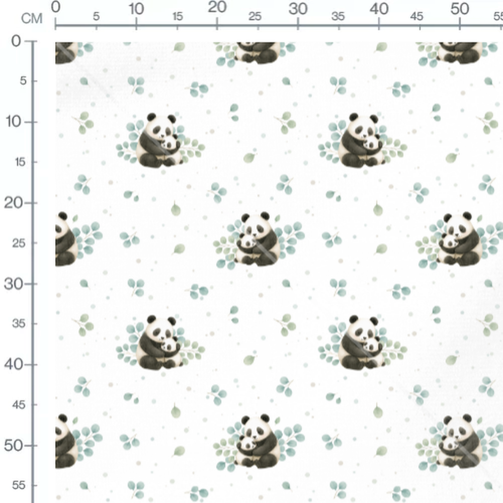 Tissu - Pandas câlins et feuillages