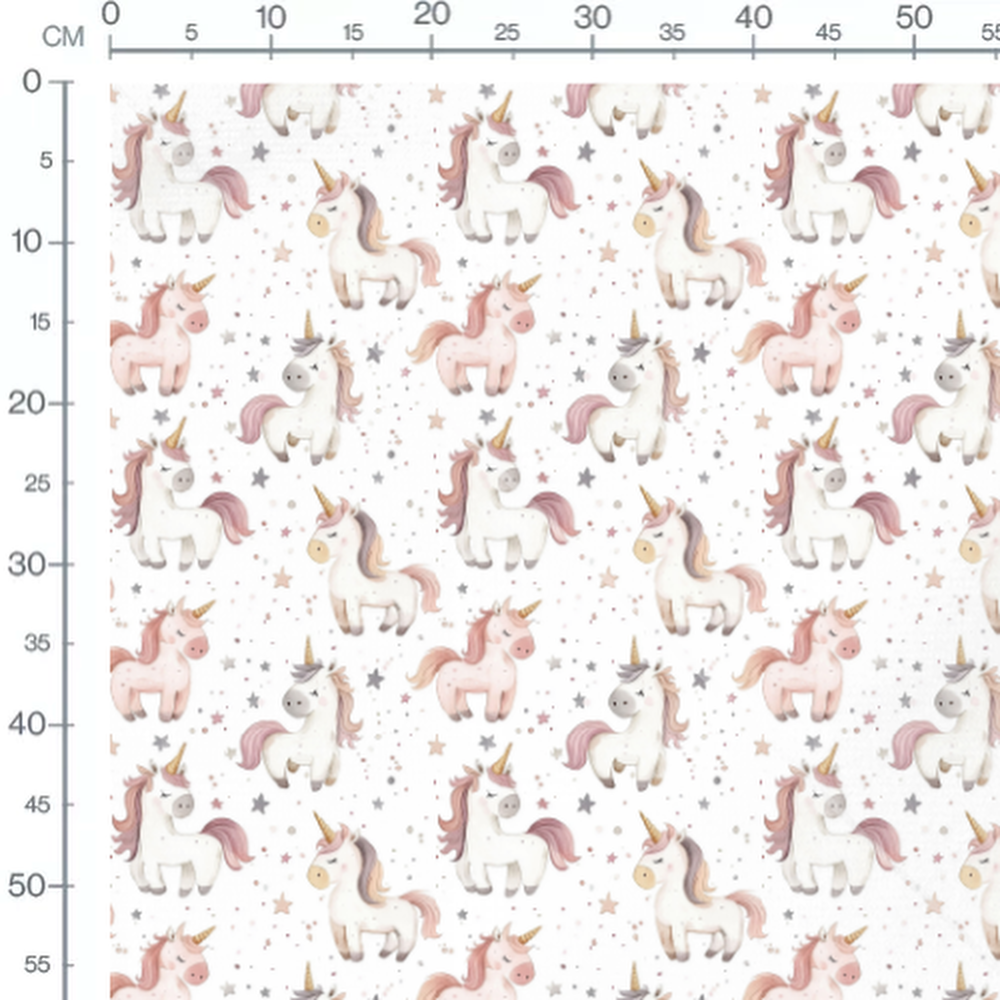 Tissu - Licornes pastel et étoiles