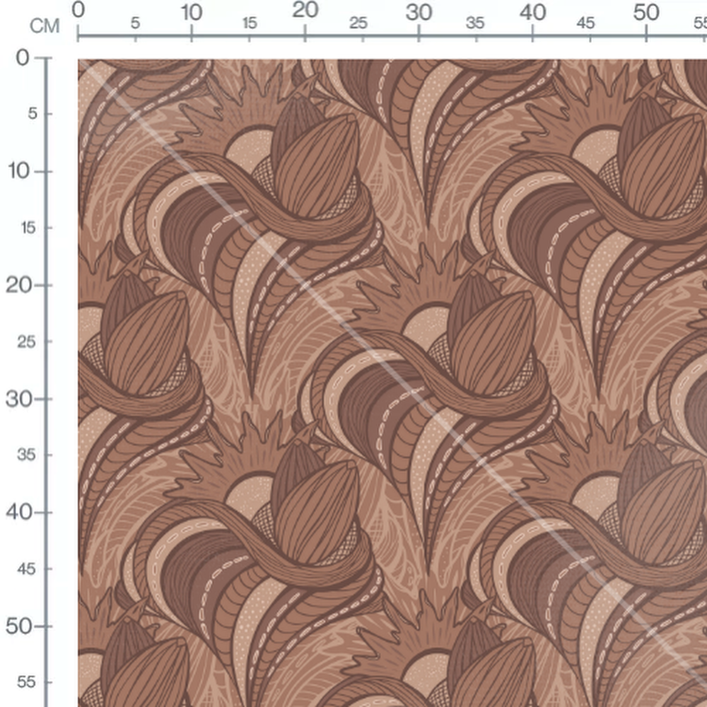 Tissu - Motifs bruns sur fond beige