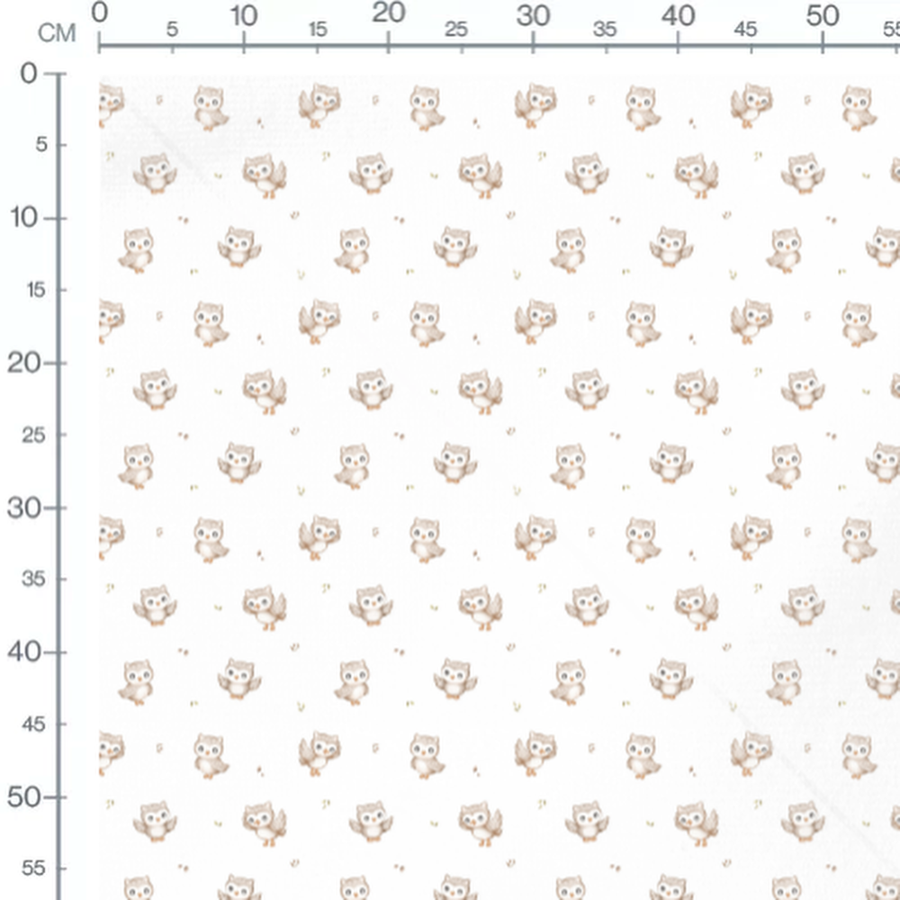 Tissu - Chouettes dessinées fond blanc