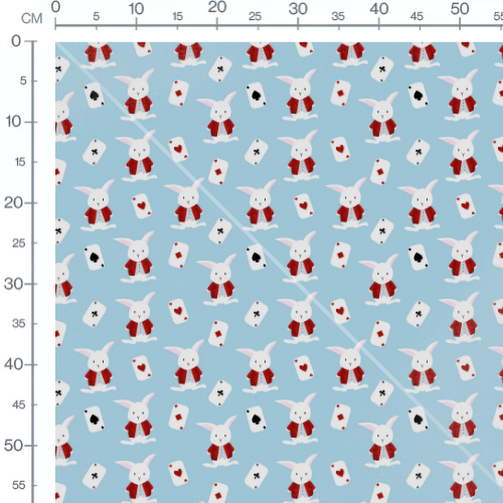 Tissu - Lapins et cartes à jouer