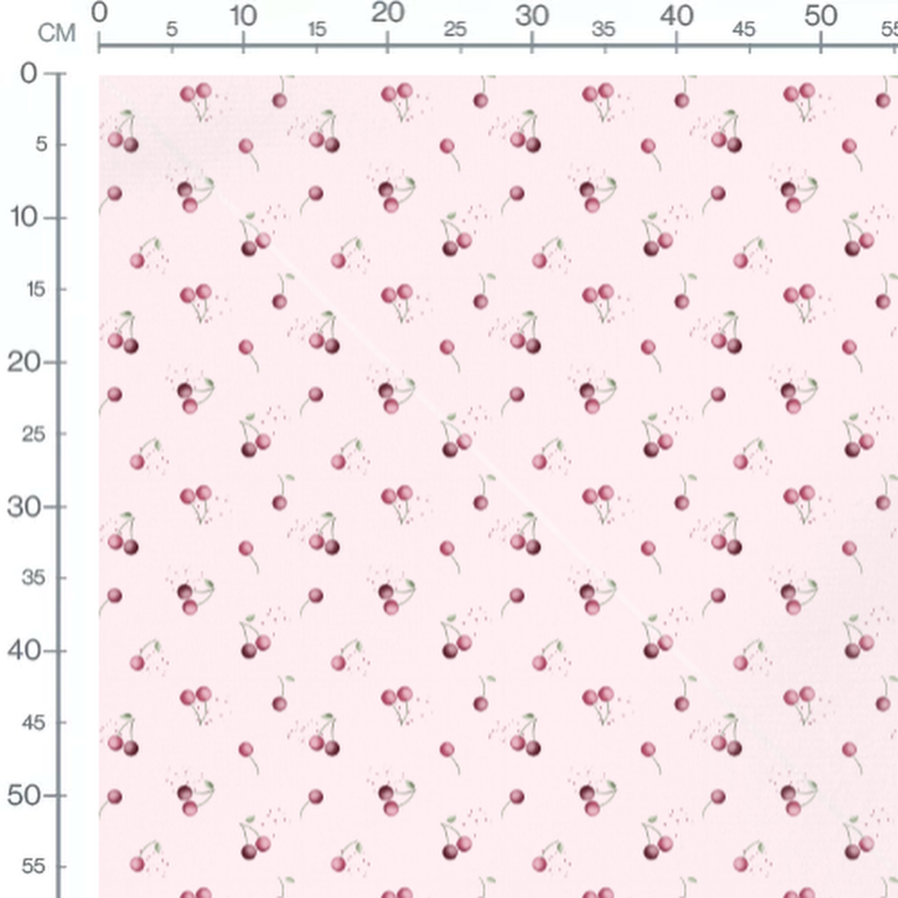 Tissu - Cerises et feuilles vertes