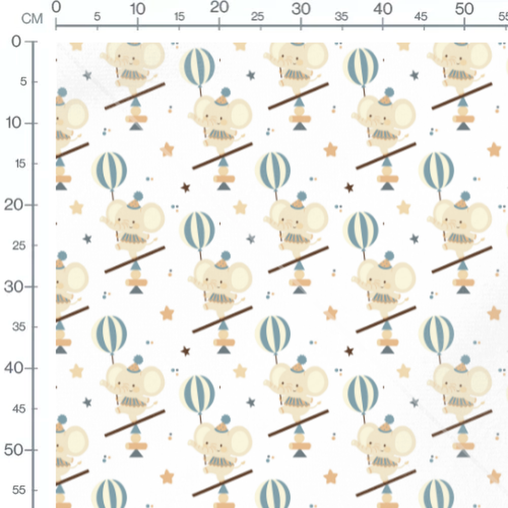 Tissu - Éléphants jongleurs et ballons