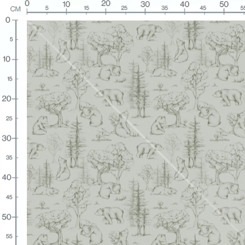 Tissu - Ours gris parmi les arbres