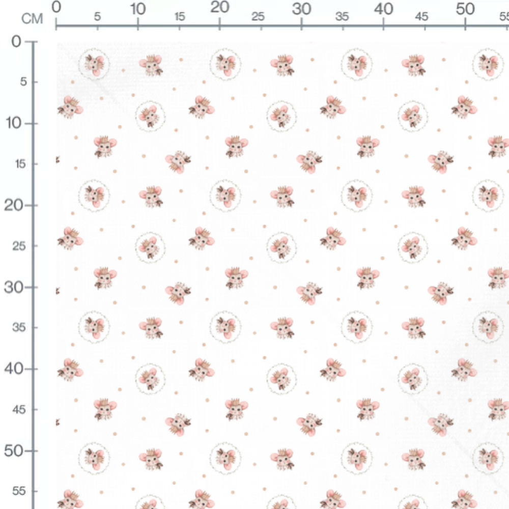 Tissu - Souris dorées et pois beige