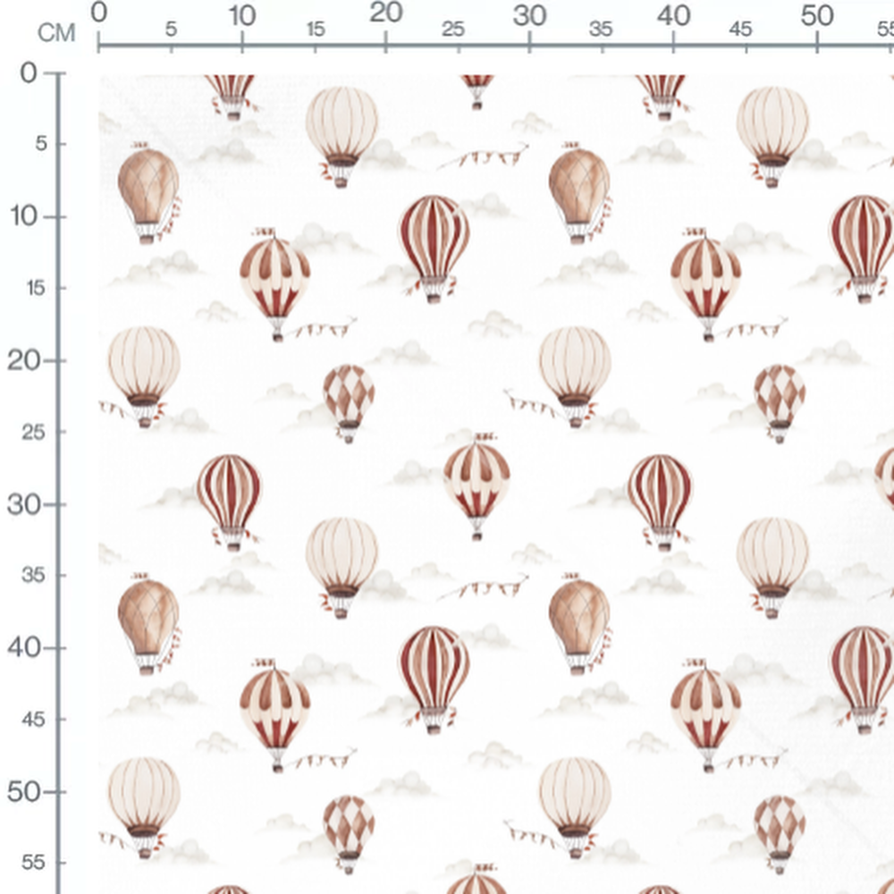 Tissu - Montgolfières beige et marron
