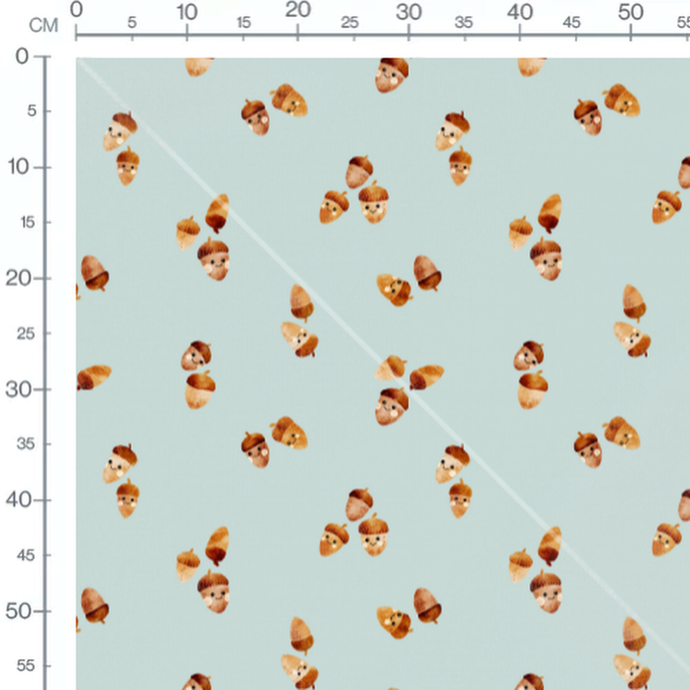 Tissu - Glands marron joyeux sur bleu