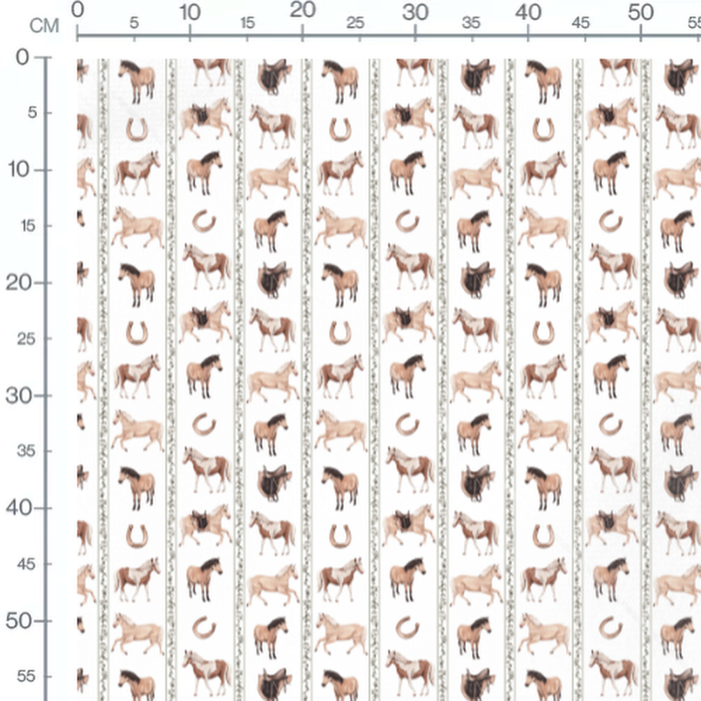 Tissu - Chevaux sur fond blanc 2