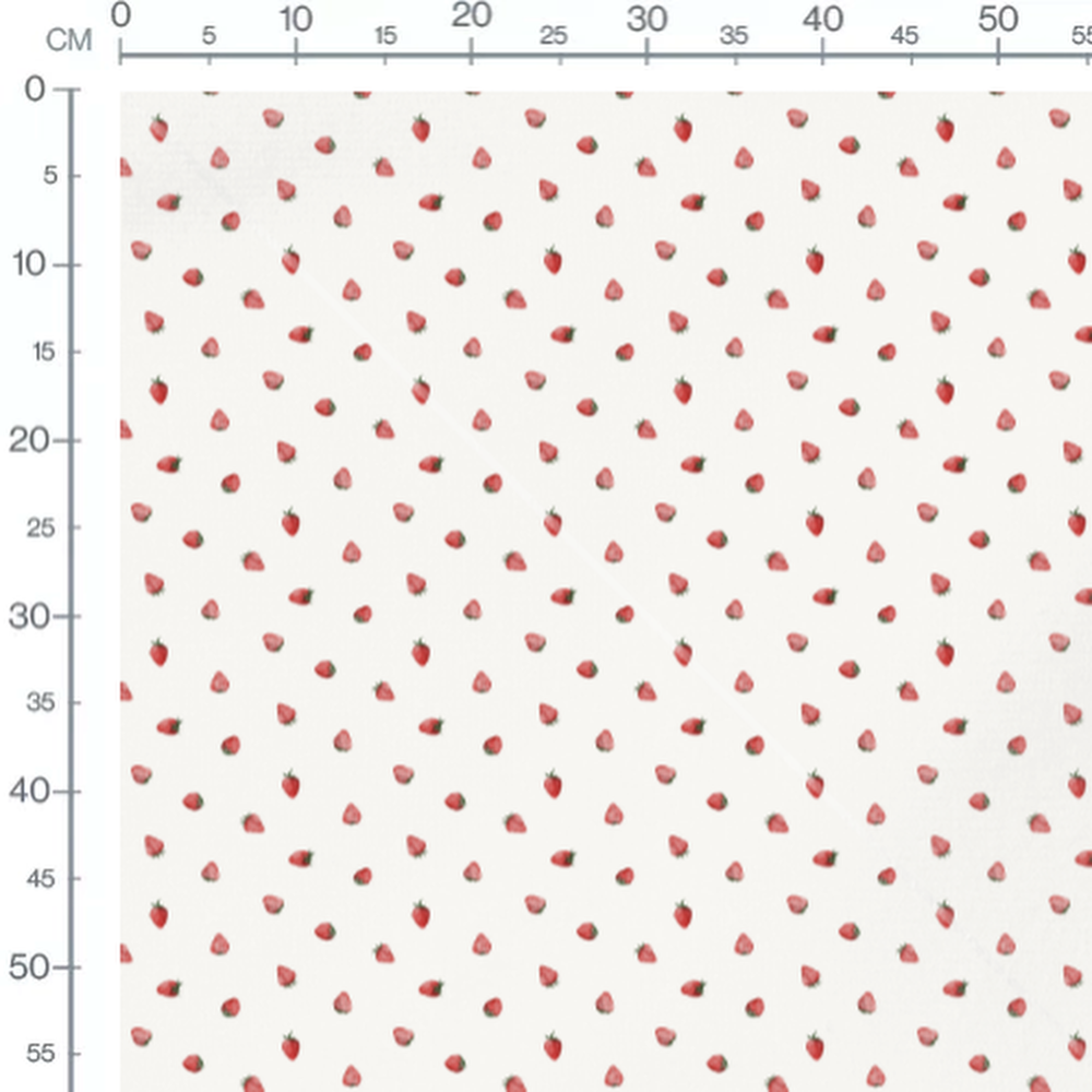 Tissu - Fraises rouges et feuilles vertes