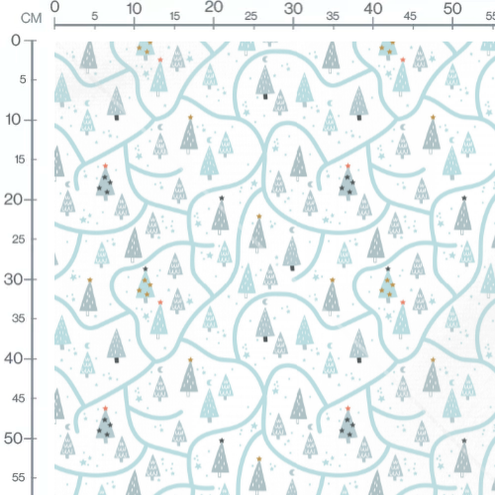 Tissu - Sapin et étoiles pastel
