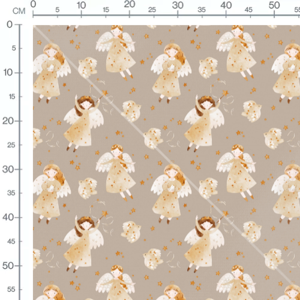 Tissu - Anges et colombes beige