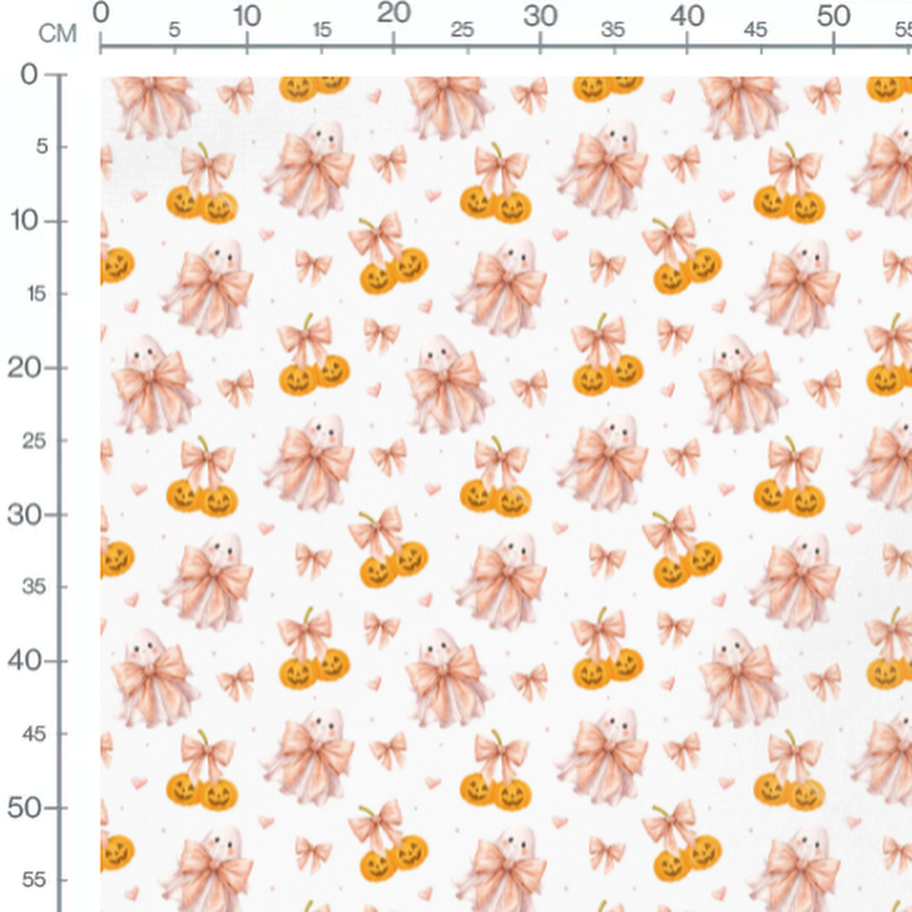 Tissu - Fantômes et citrouilles blanches