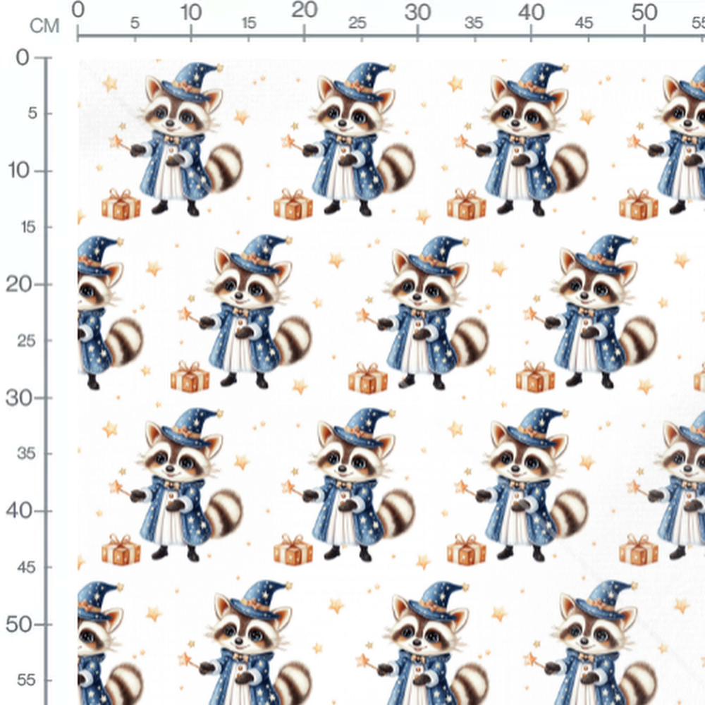 Tissu - Raton laveur sorcier étoilé