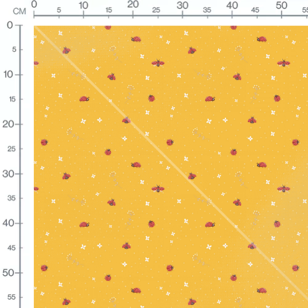 Tissu - Coccinelles sur fond jaune