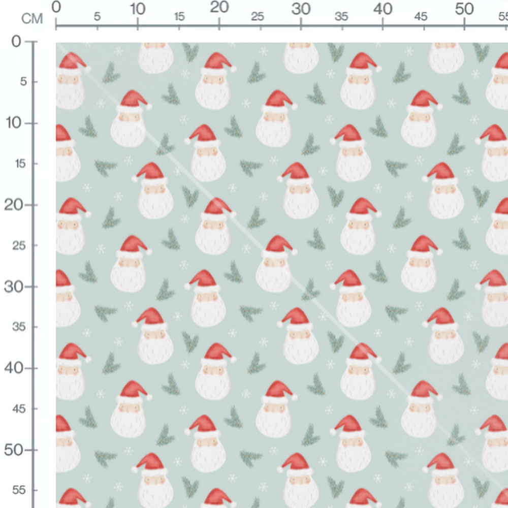 Tissu - Pères Noël et sapins verts