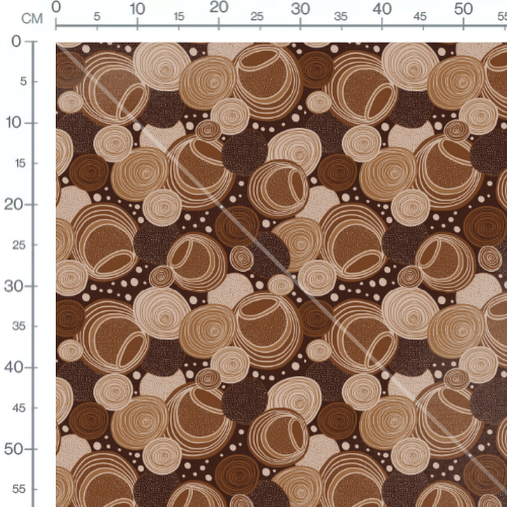 Tissu - Cercles marron et beige