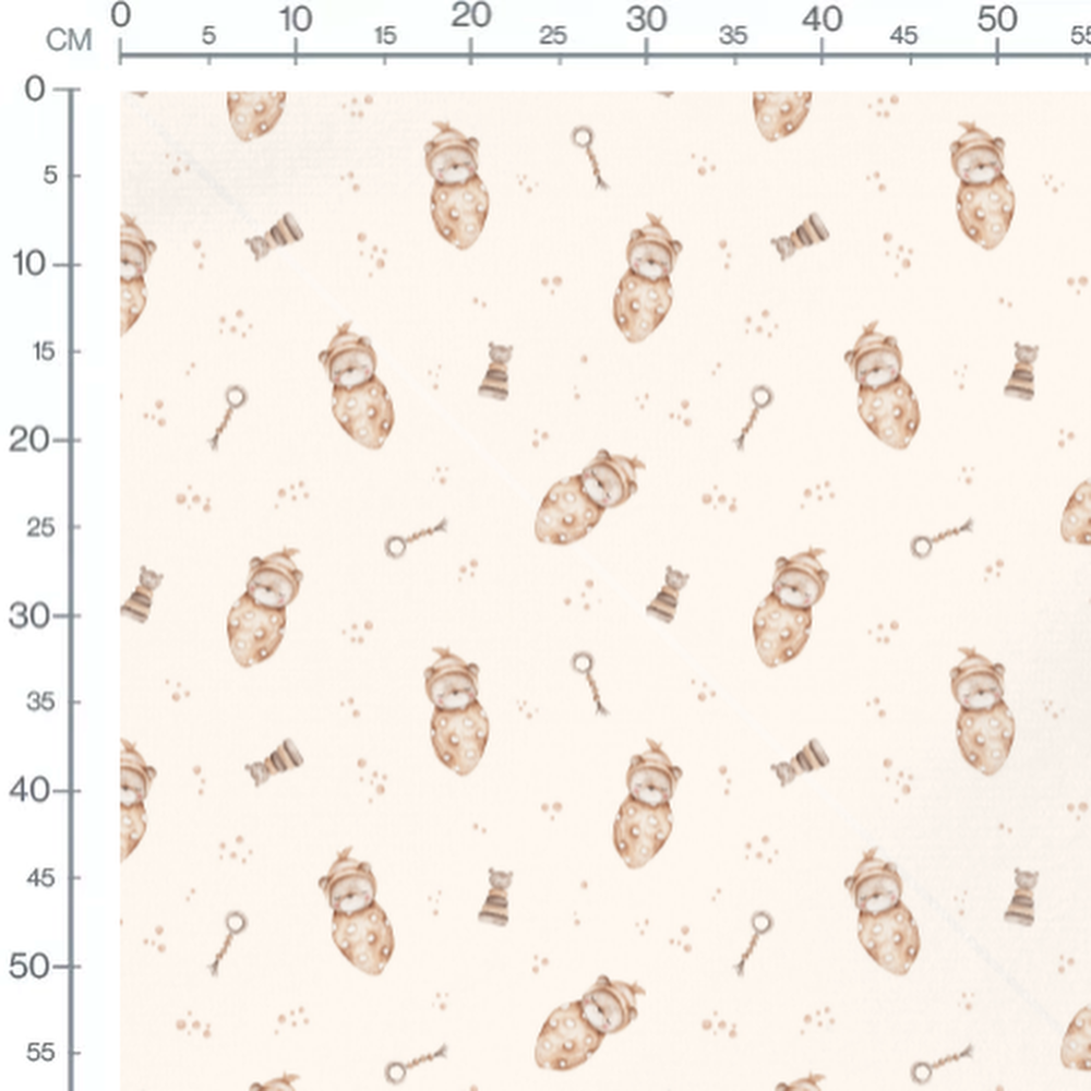 Tissu - Bébés animaux enveloppés crème