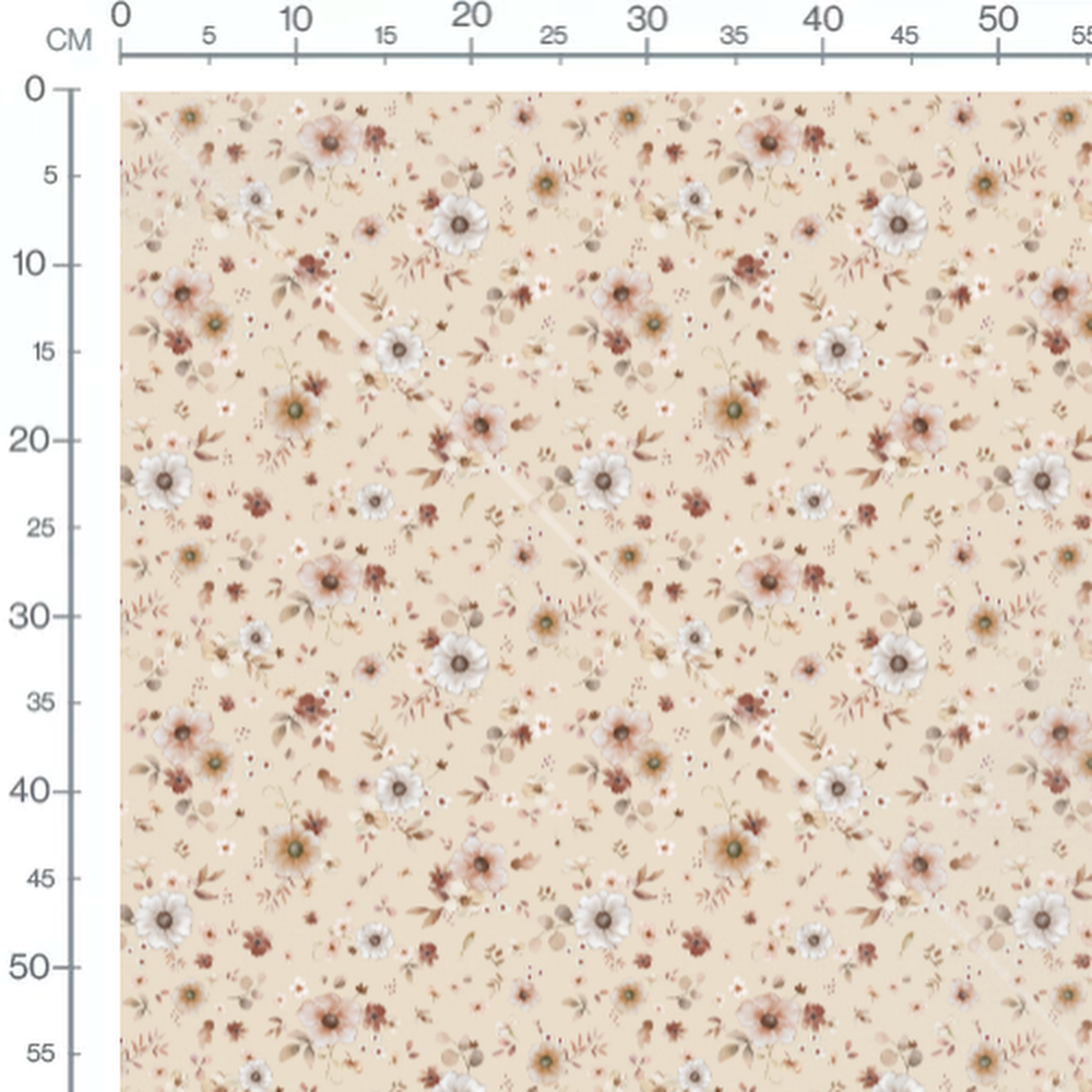 Tissu - Fleurs délicates sur beige