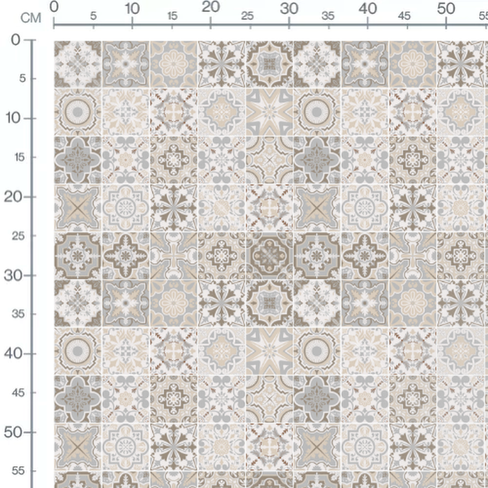 Tissu - Carreaux étoilés beige et gris